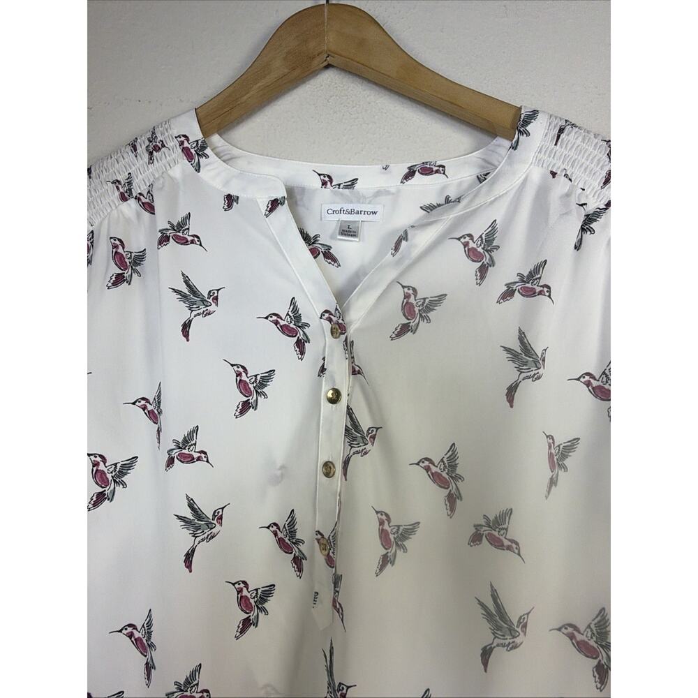 Croft & Barrow humming bird Large Blouse Shirt Top bohemian cottagecore NWT - Picture 9 of 13